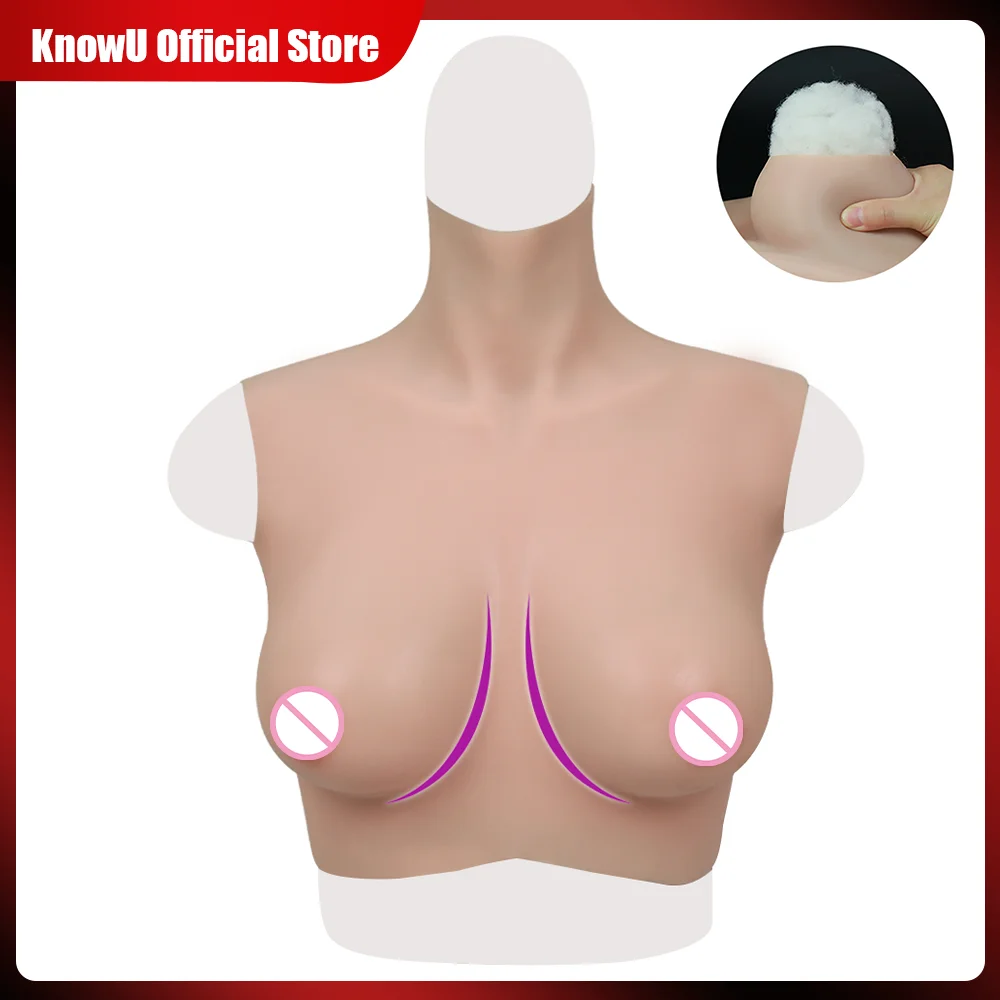 

KnowU-Lightweight Cotton Filler Breast Prosthesis With Real Textured Skin for Cosplay Wider Flared Breasts Natural Sagging