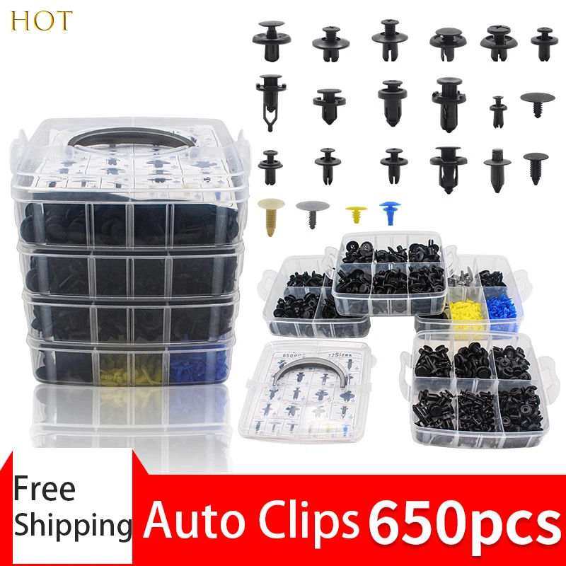 Kit de Clips de fixation en plastique pour carrosserie de voiture, 620 pièces, Rivets de goupille de retenue à pression, panneau de garniture de porte, pare-chocs, produits automobiles