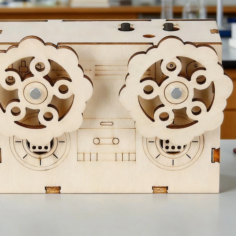 Wooden DIY Gramophone Science Set, Hands-On Building Model for Sound and Mechanical Learning Demonstrations and 15UB