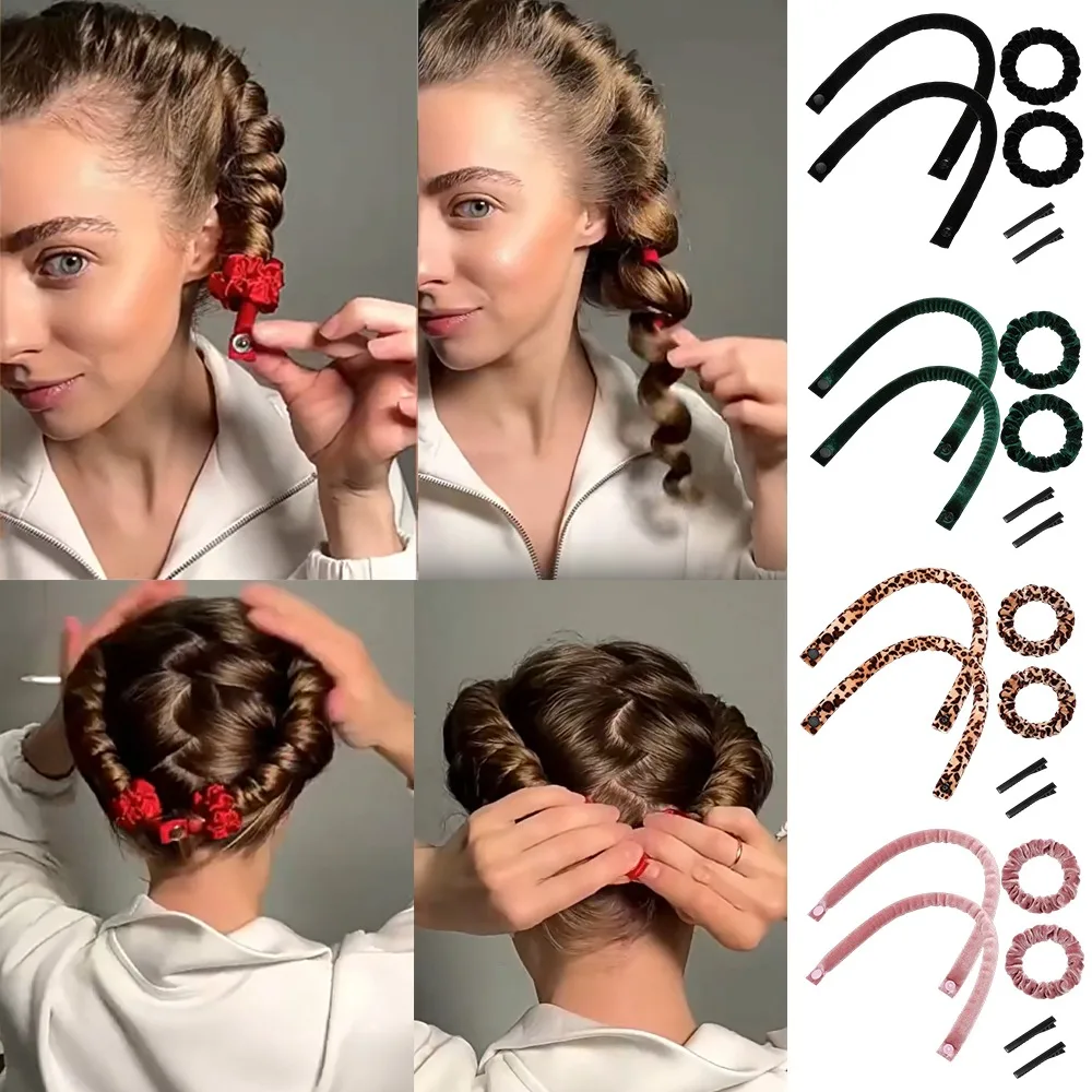 

6Pcs 35cm No Heat Hair Rollers Curling Rod Long Soft Fabric Satin Scarf Soft Sleeping Lazy Curls Flexi Rods Hair Styling Tools