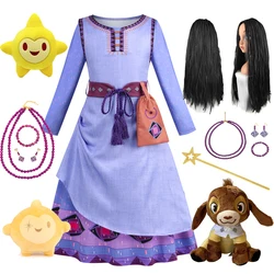 Asha Princess Cosplay Costume para meninas, roupas de desejo, estampa luxuosa, festa, vestido com cinto, crianças, novo filme