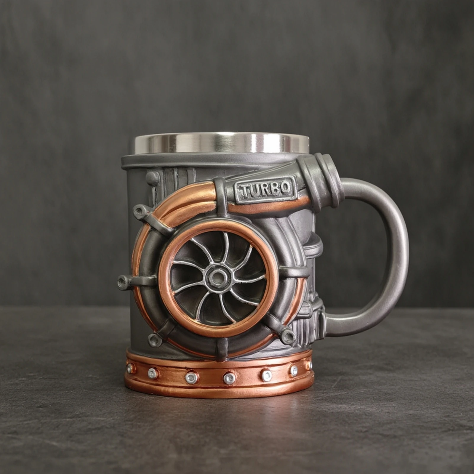 Turbocharger Mug Resin Engine Shaped Mug Drinkware Realistic Sturdy for Car Enthusiasts, Workshop, Office Desk