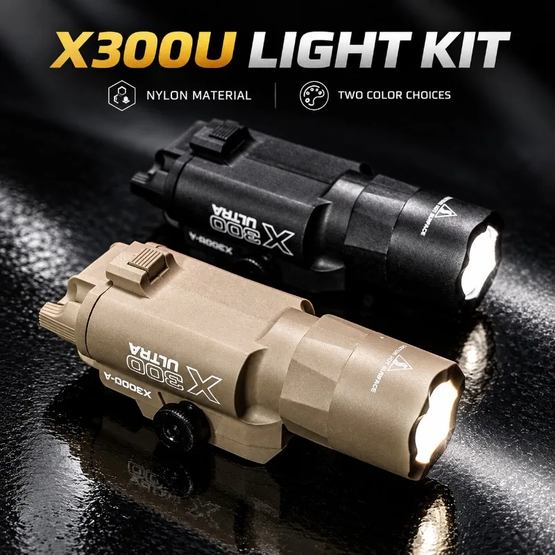 Rail Attached X300U Nylon Torch Light, Bright Flashlight Ornament Supply for Hobby Model Collection