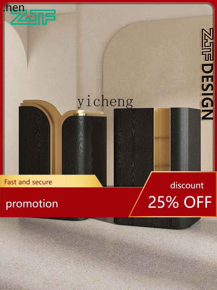 

HXL Welcome desk at the entrance of high-end restaurant Reception desk Black wood grain cashier information desk