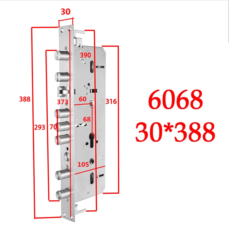 6068,7068, 7568 30*388 40*388 steel security door lock body,Mechanical lock and fingerprint lock body accessories width 75mm