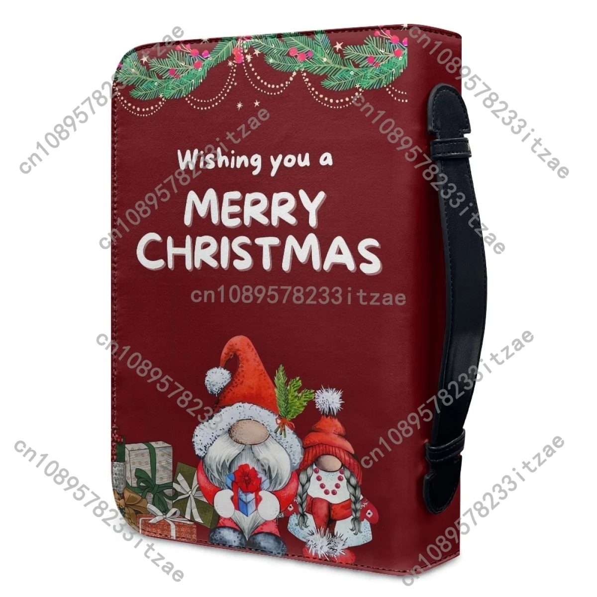 2024 عيد الميلاد الكتاب المقدس حقيبة سانتا كلوز نمط المرأة الكتاب المقدس غطاء حالة الكتاب المقدس تخزين أكياس السيدات سستة مقبض حقيبة يد الهدايا