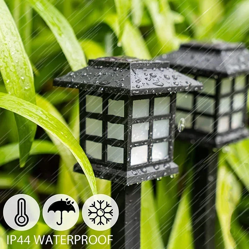 Outdoor Solar Lawn Lights Retro Small House Lamp Courtyard Garden Decor Night Lamps LED Ground Small Palace Lights Warm Light