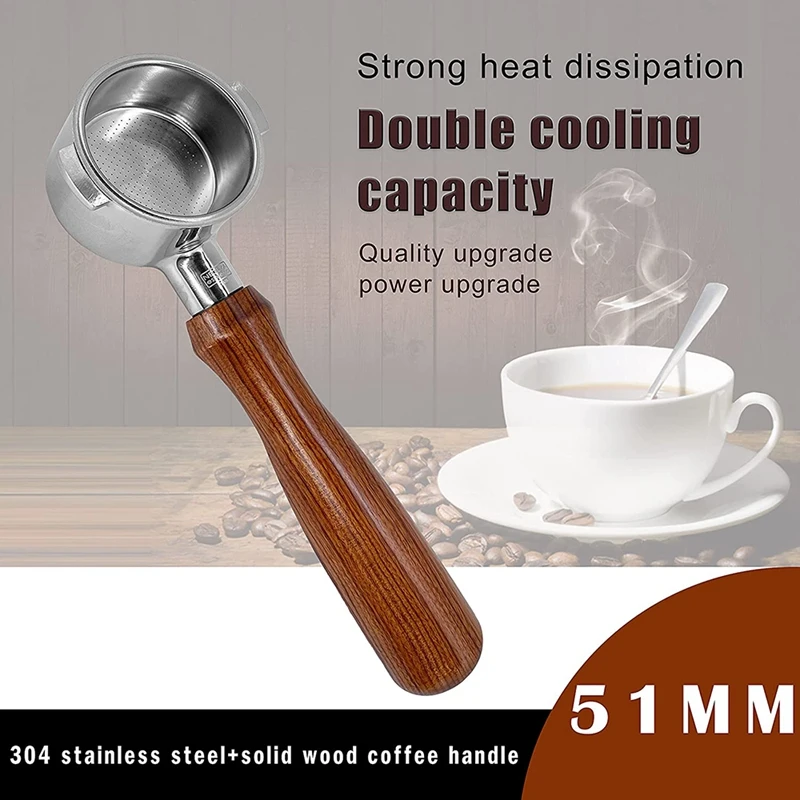 Coffee 51Mm Bottomless Portafilter Compatible With Delonghi Icona ECP ECOV311 Espresso Machine, No Base Filter Holder