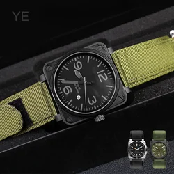 For Bell Rose BR Panerai PAM111 Hook and Loop Fastener Watchbands Rugged Nylon Sweatproof Watch Strap 22 24mm Male