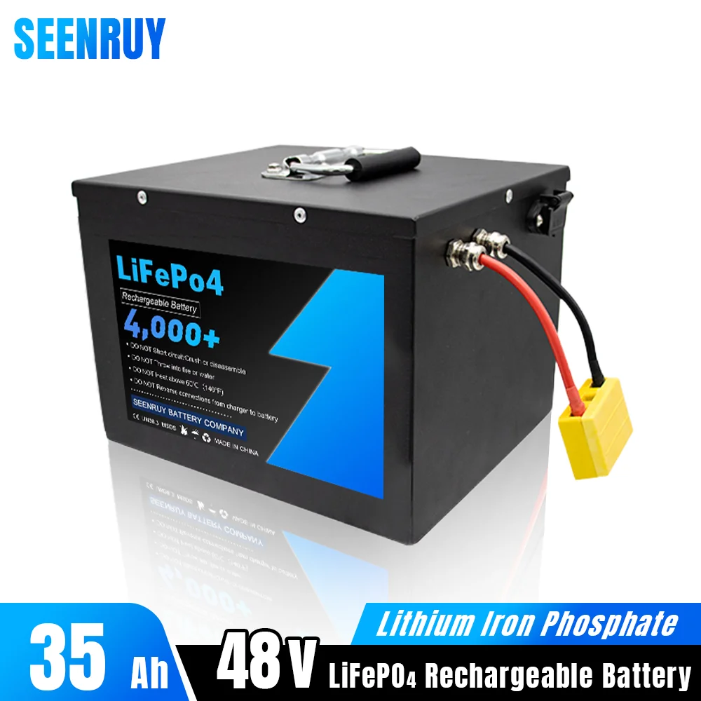 

Аккумулятор Lifepo4 48 В, 35 Ач, Встроенный BMS по выбору Bluetooth для гольф-мобиля, электрический мотоцикл на солнечной энергии AGV RV Outdoor