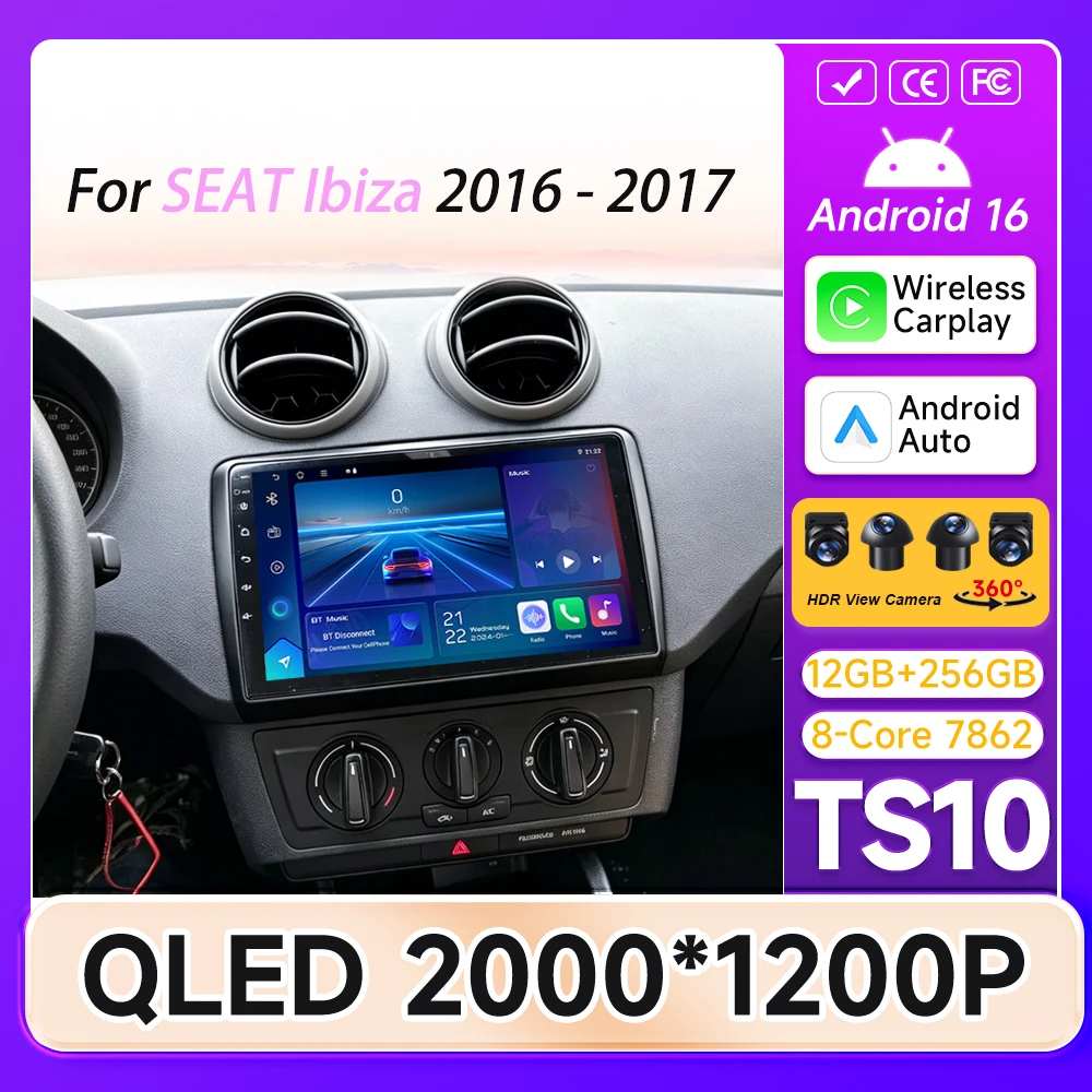 Carplay For SEAT Ibiza 2016 - 2017 GPS Navigation Autoradio Car Radio 5G Wifi Screen Automotive Multimedia Display Screen DSP
