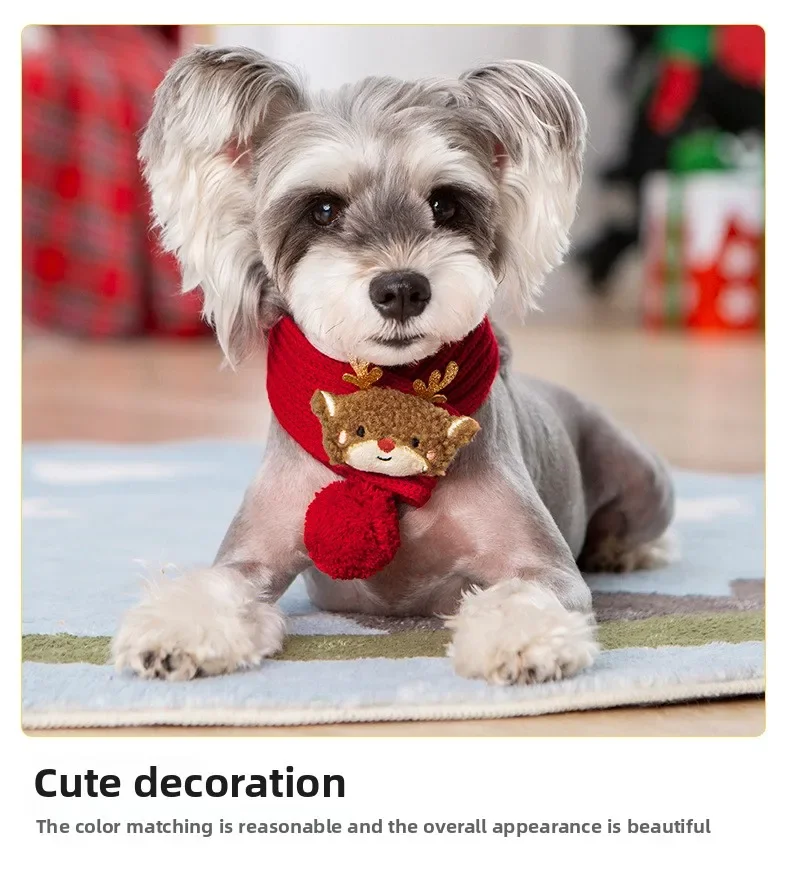 Weihnachtsschal für Haustiere, Winterstrickschal, Frühlingsfest, Weihnachtsschal, warmer Schal, Hundezubehör, Welpen- und Kätzchen-Schal, Haustierbedarf – Detail 9
