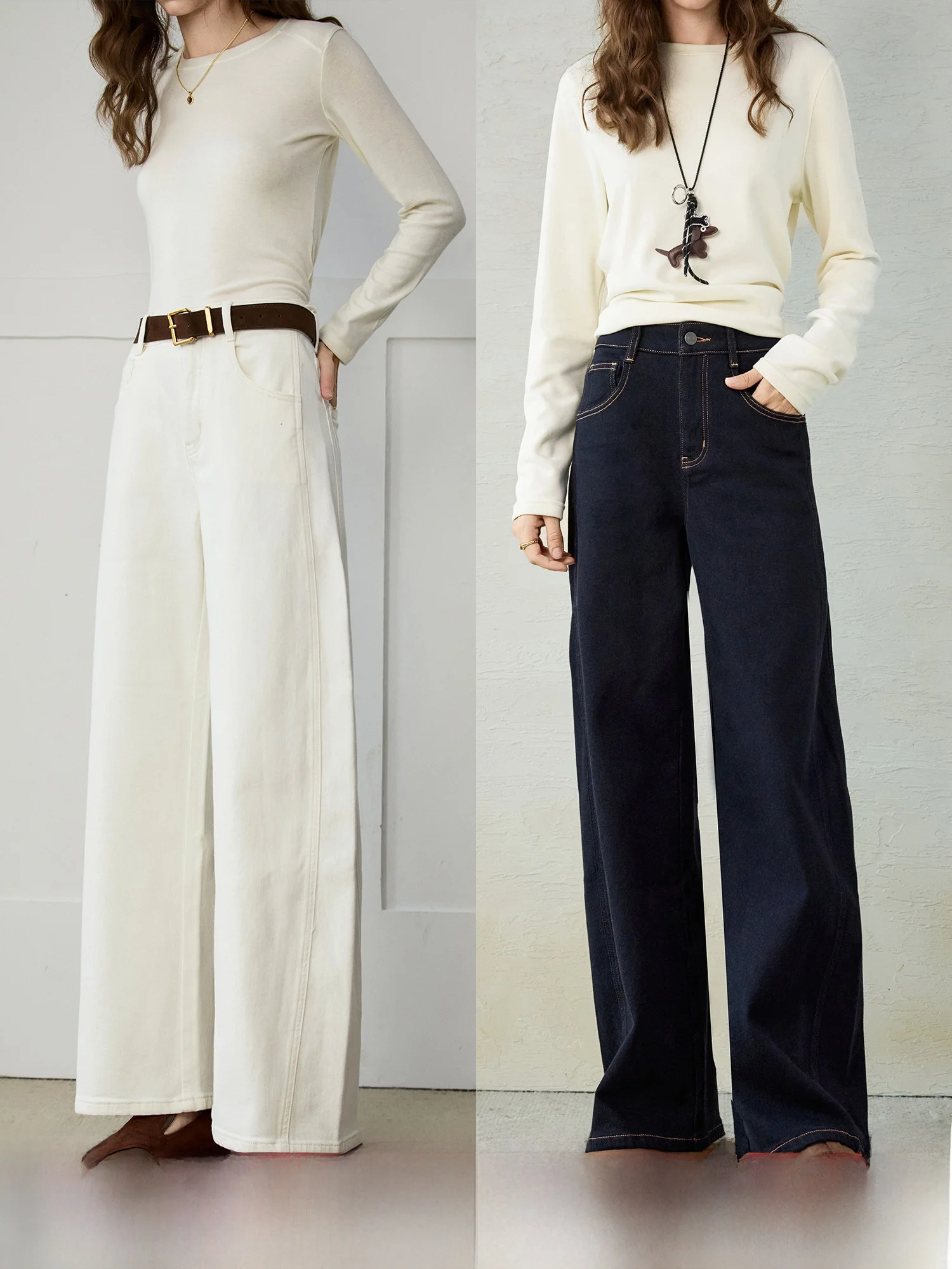 

Утягивающие супермодельные джинсовые брюки с длинными ногами, женские широкие хлопковые зимние повседневные джинсы-бананы с высокой талией и широкими штанинами