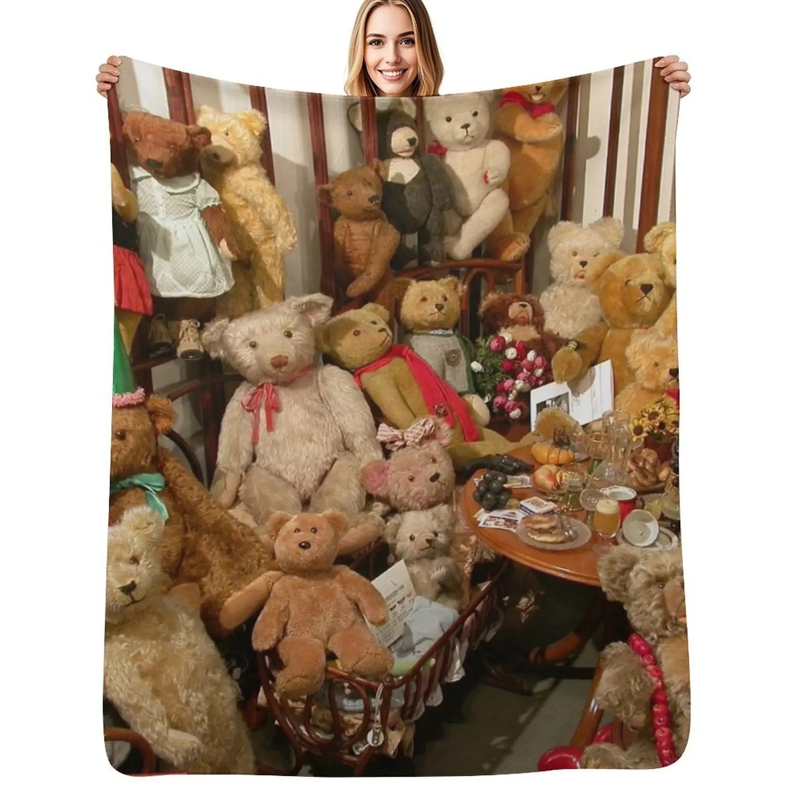 

A Few Teddybears Throw Blanket Bed Fashionable Soft Beds cosplay anime Bed linens Blankets