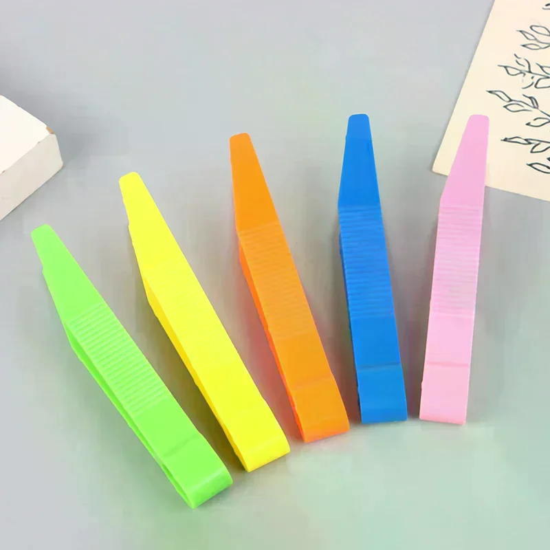 /Cna/Color Plastic Tweezers Child Flat Headed Tweezers For Toddler Fine Motor Learning Toys Early Education Toys 5Pcs
