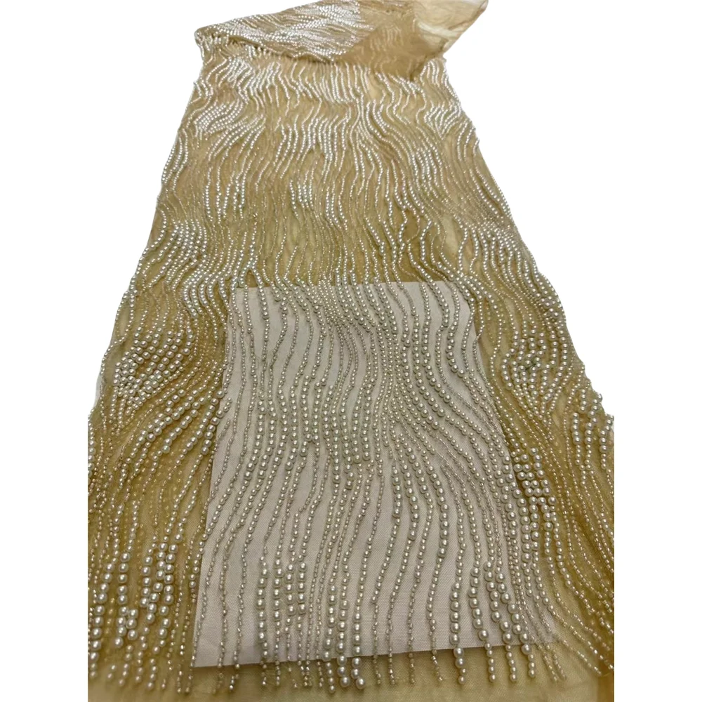 

Тюлевая сетка, африканская кружевная ткань, отделанная бисером, нигерийская ткань высокого качества для пошива свадебного вечернего платья