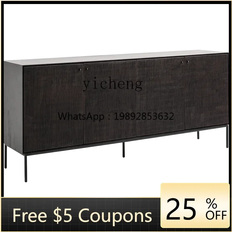 D1solid wood dining side cabinet minimalist living room TV cabinet teak carved furniture black entrance cabinet