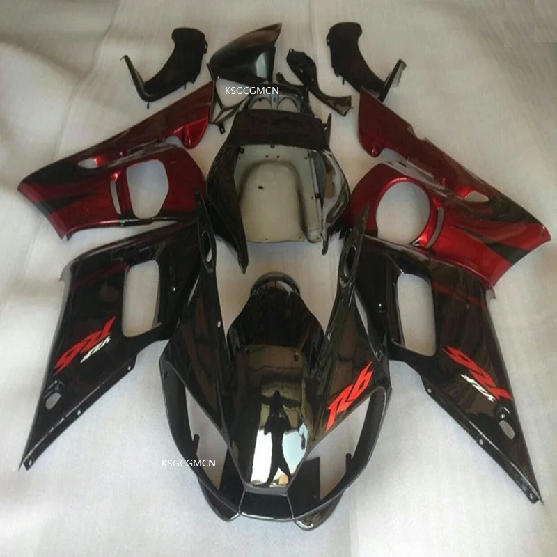 Hot Sales, motorbike YZF- R6 98 99 00 01 02 motofairing For Yamaha Yzf R-6 1998-2002 Red & Black  Fairings (Injection molding)