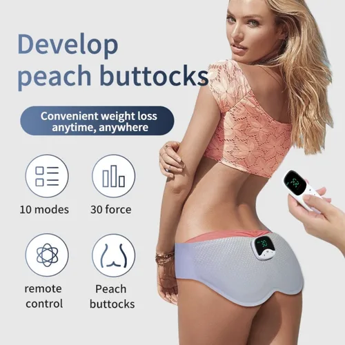 Imagen 2 del producto EMS Hips Trainer Estimulador muscular de glúteos Carga USB Tóner de glúteos portátil 10 modos 30 niveles con control remoto para mujeres