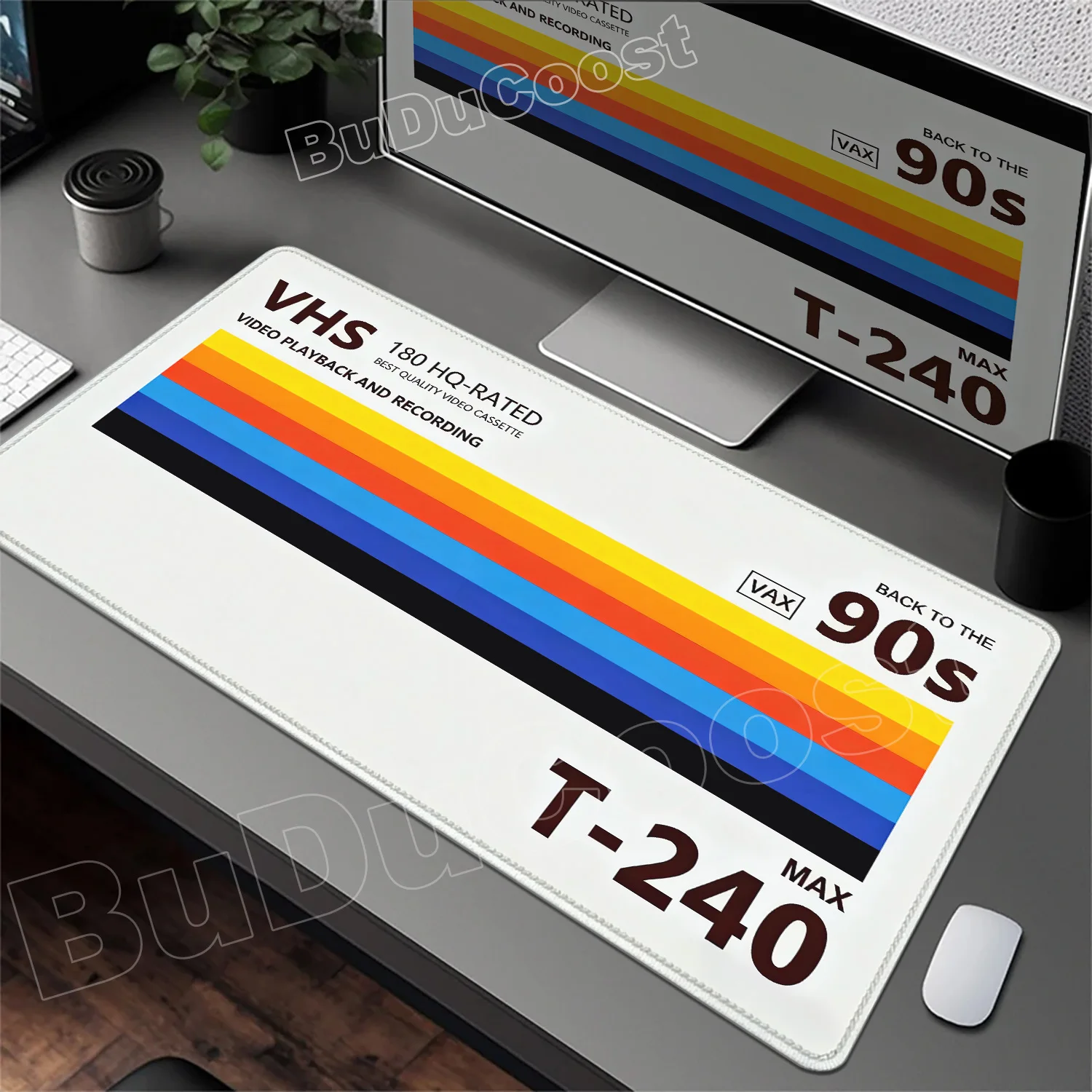 

New Mousepad VHS Retro Oversized Mouse Pad Computer Mouse Mat Minimalism Desk Pad XXL Stitch Edge Keyboard Mat Gaming Speed Rug