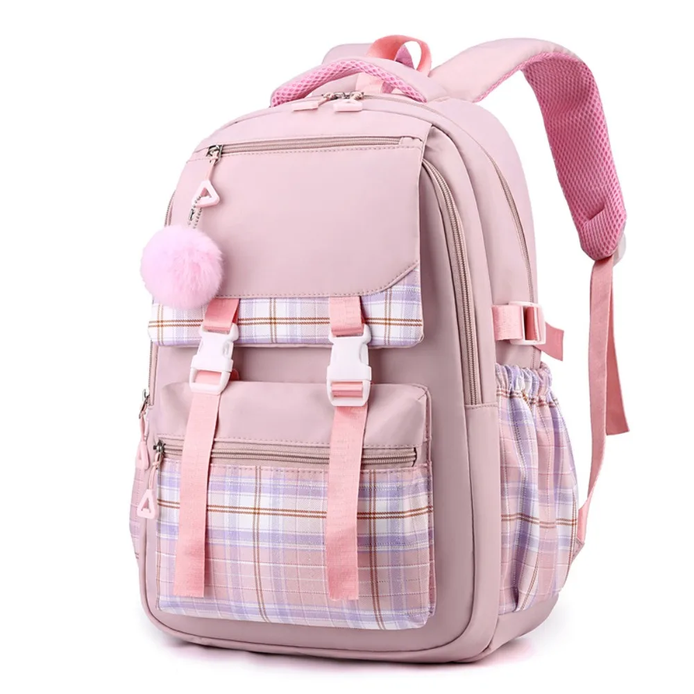 

Simple Nylon Student Backpack Canvas Harajuku Shoulders Bag Commute with Pendant Korean Style School Bag Unisex