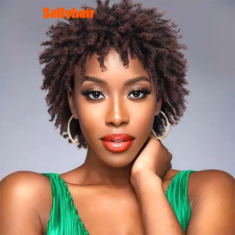 3inch Short Afro Dreadlock Wig Curly Faux Locs Hair Wigs Short Dreadlock Wig for Black Women And Men Afro Kinky Twist Wig