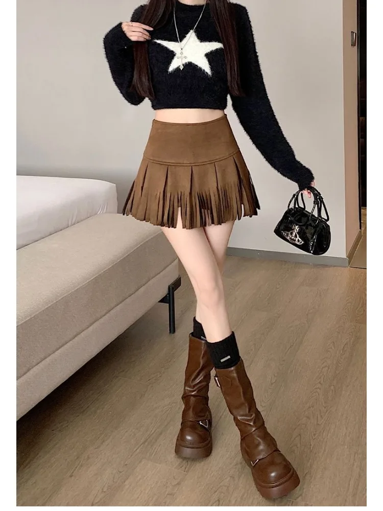 Sexy Streetwear Y2k Clothes Women Jumpsuit Retro Tassel Mini Skirt Trendy Bodycon Hip Lift Sport Beach New Womens Clothing Club