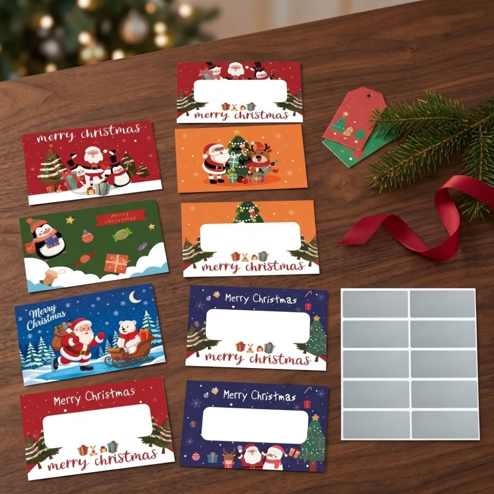 30pcs Write‑In Christmas Scratch Off Cards Self-Scratchable Opaque Coating Xmas Interactive Game Cards Cartoon Themed