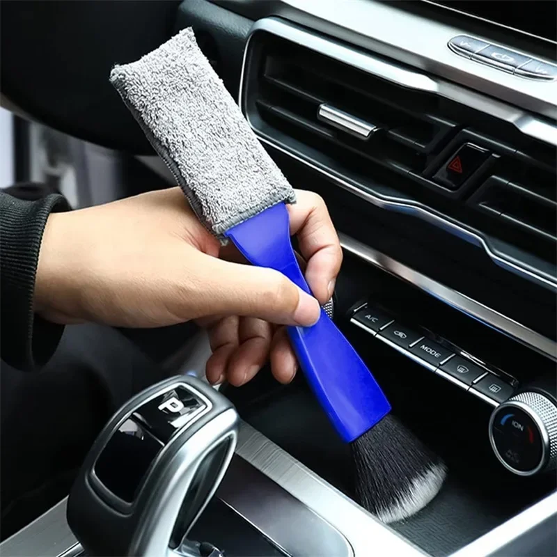 Car Interior Detailing Cleaning Brush Air Conditioning Air Outlet Dust Removal Brushes Multifunctional Double-head Soft Brush