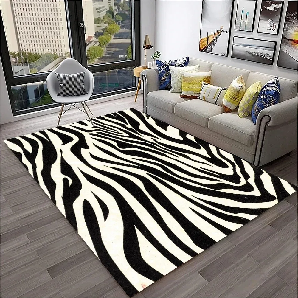 Carpet3D Colorful Zebra Stripe Pattern Carpet Rug for Home Living Room Bedroom Sofa Doormat Decor,kid Play Area  Area Rug