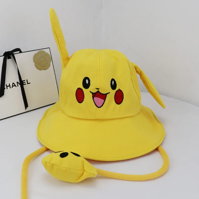 Pokemon Cartoon Pikachu Moving Ears Rabbit Hat Children\'s Boys Girls Summer Cute Kawaii ParentChild Bucket Hat Men Women Sun Hat