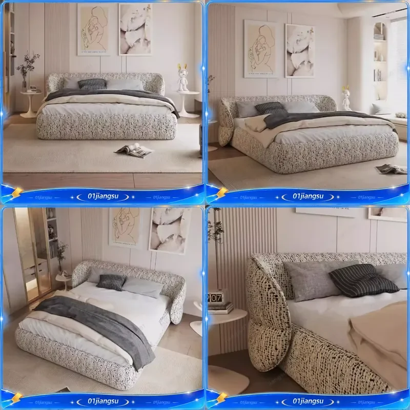 Queen Size Bed Frame 180x200cm Double Bed Base Full Marriage Bedroom Furniture Set Dorm Room Essential Complete Modern Design
