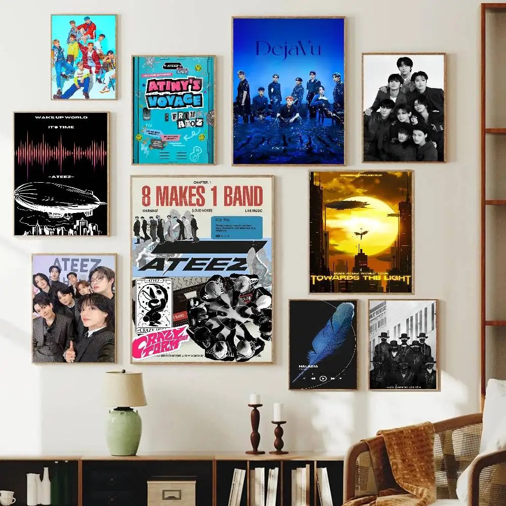 Korean Group A-ATEEZ KPOP Poster Home Living Room Entrance Bar Restaurant Cafe Art