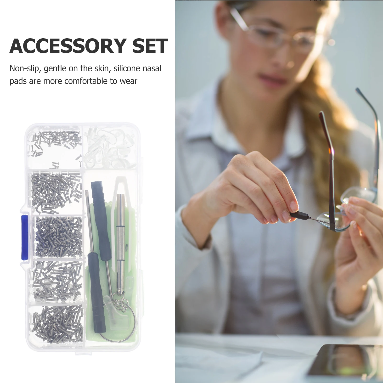 

Premium Materials Glasses Repair Kit Durable Anti Slip Nose Pads Eyeglasses Fixing Tools Stainless Steel Screws Accessories