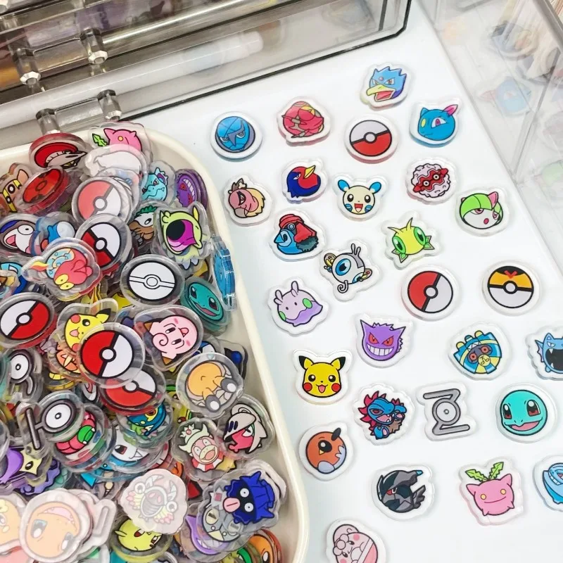 Pokemon 2cm Anime periphery Pikachu acrylic double-sided transparent DIY accessory keychain refrigerator sticker rocking music