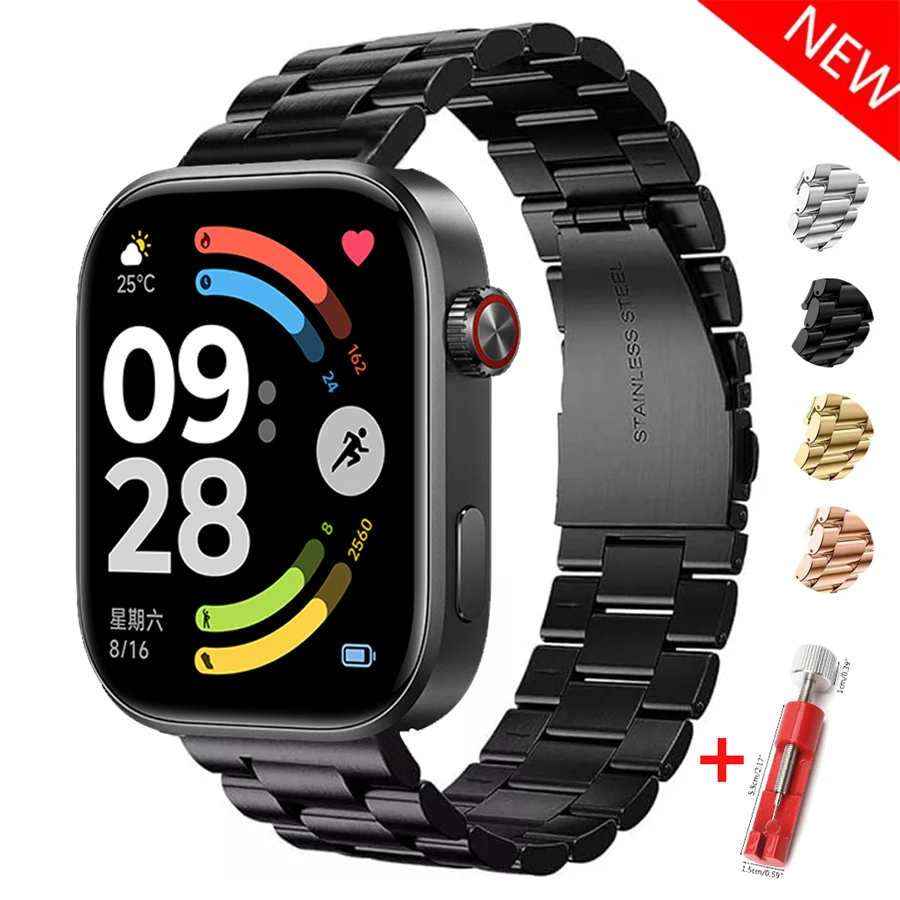 Luxurious Stainless Steel Bands for Xiaomi Mi Band 9 Pro/8 Pro watchband butterfly clasp Bracelet correa Redmi Watch 4 5 6 Strap