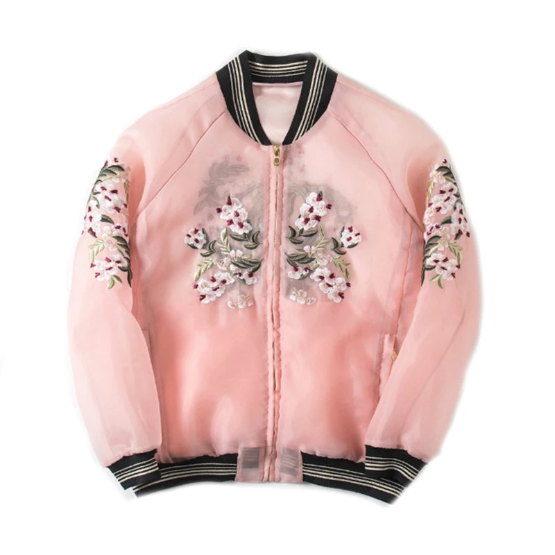 New 2024 Style Flower Embroidered Jacket Sunscreen Jacket Summer Baseball Jacket Breathable Korean Version Loose Thin Women