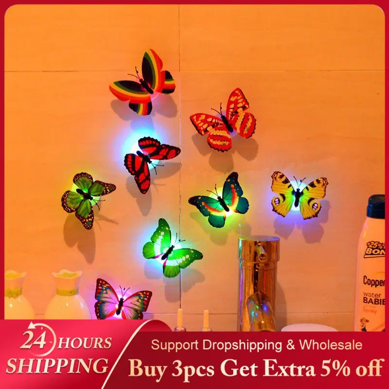 Butterfly Night Lights Pasteable 3D Butterfly Wall Stickers Lamps 10PCS Home Decoration DIY Living Room Wall Sticker Lighting