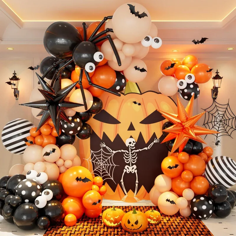 

Halloween Balloon Garland Arch Kit 3D Bat Black Orange Balloon for Halloween Birthday Party Decoration