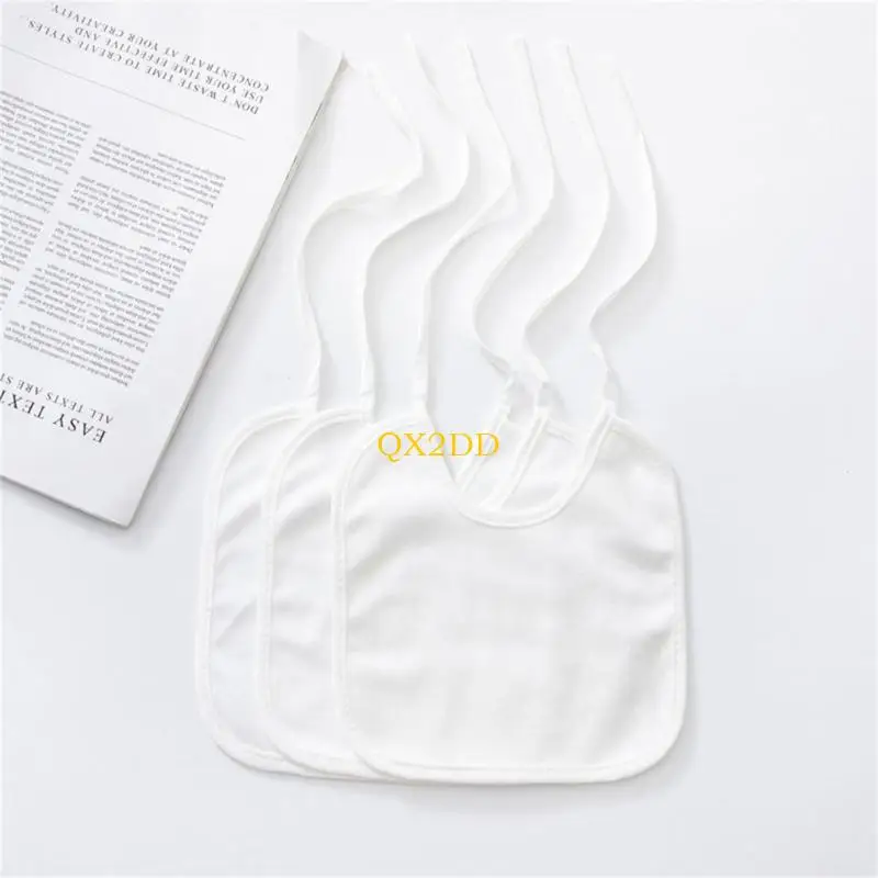 

QX2D 10Pcs White Children's Painting Bibs,Cotton Baby Drooling Bibs Waterproof Creative Color Painting DIY Bib Saliva Towel