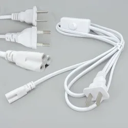 1.8m 3pin hole ON/OFF Switch Cable T5 light Tube Power supply Charging extension Wire Connector accessories EU US Plug