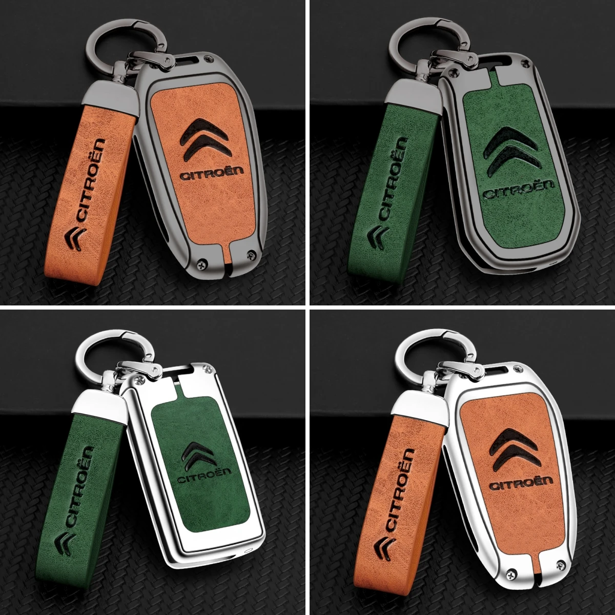 Capa de Chave de Carro em Liga de Zinco e Couro para Citroen C1 C2 C3 C4 C5 C6 C4L Berlingo Picasso Jumpy Nemo Aircross Sega C5 X Acessórios