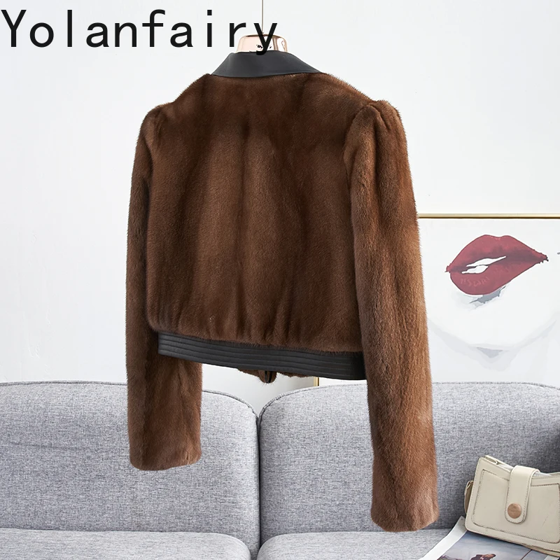 YOLANFAIRY Natural Fur Coat Woman Luxury Whole Mink Fur Jackets for Women Clothing Winter Elegant Ultra-short Fur Coats Jacket