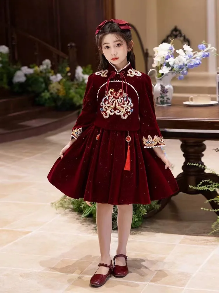 Girls' Dress Luxury Niche High-End Princess Dress Children's Host Piano Competition Performance Show Costume