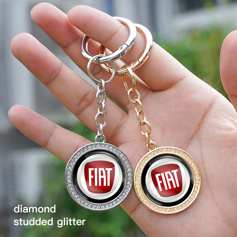 Chaveiro com logotipo de carro diamante, acessórios automotivos para fiat 500 punto fr abarth tipo palalio argo panda freemont croma albea uno