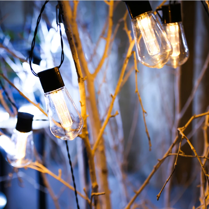 LED Solar String Lichter Weihnachten Dekoration Glühbirne IP65 Wasserdichte Terrasse Lampe Urlaub Girlande Für Outdoor Garten Möbel