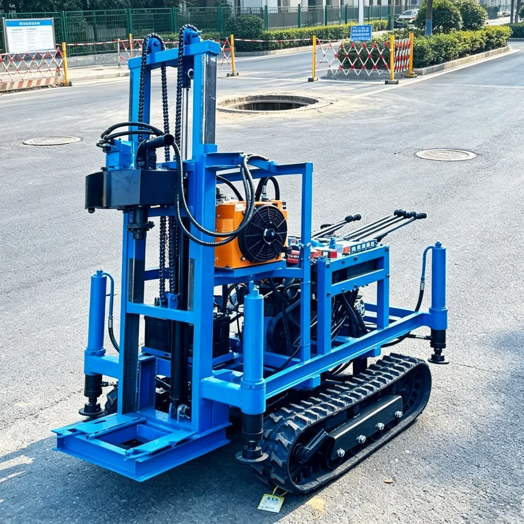 Customized Small Rubber‑tracked Diesel‑hydraulic Water Well Drilling Rig, Household Water Well Drilling Machinery