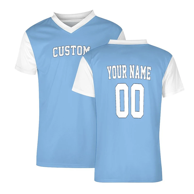 Blue Football Jersey Soccer Shirts Men Custom T-shirt Sportwear Sport Soft Breathable Clothing Fast Drying Training Wear