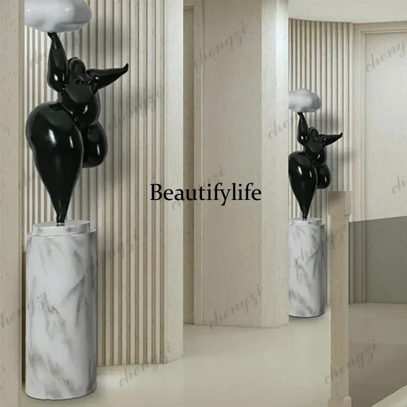 D8000   creative humanoid sculpture floor lamp cloud abstract charm fat girl character ornament home living room entrance decora