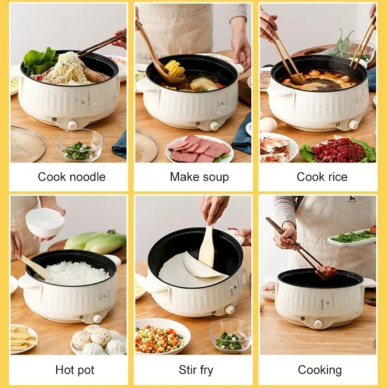 Multifunctional Rice Cooker Frying Pan Non-stick Cookware Multi Soup Hotpot for Kitchen 1.7L Electric MultiCooker